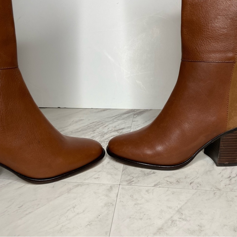 Paige Caroline Brown Leather Suede Heeled Knee High Boot 9 - Picture 8 of 16